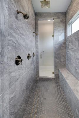 Bathroom, Interior, Marble Walls, Recessed Lighting