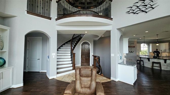 Interior, Kitchen, Pendant Lights, Recessed Lighting, Wood Texture Flooring