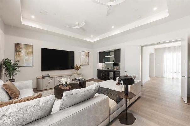 Interior, Living room, Recessed Lighting, Wood Texture Flooring