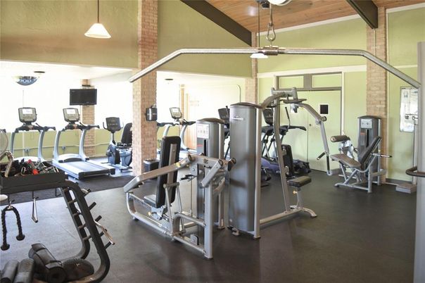 Fitness Equipment, Gym, Interior, Pendant Lights, Wooden Ceilings