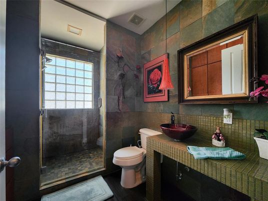 Bathroom, Glass Shower, Interior, Tile Countertops