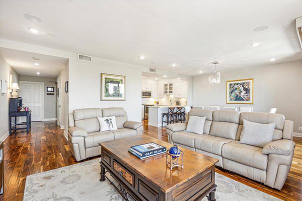 Dining room, Interior, Kitchen, Living room, Pendant Lights, Recessed Lighting, Wood Texture Flooring
