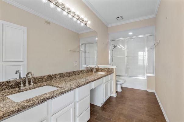 Bathroom, Dual Sink Vanities, Glass Shower, Interior, Recessed Lighting