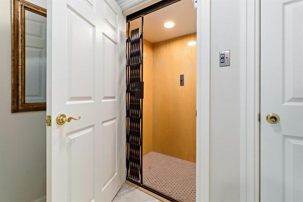 Elevator, Interior, Recessed Lighting, Wooden Walls