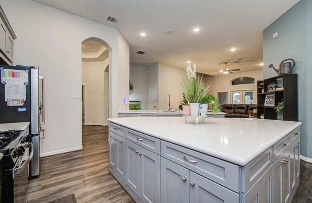 Interior, Kitchen, Recessed Lighting, Wood Texture Flooring