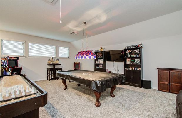 Billiard Table, Game Room, Interior, Pendant Lights