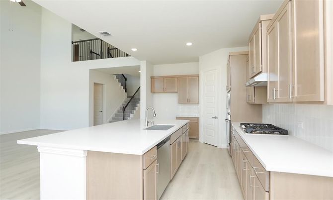 Interior, Kitchen, Recessed Lighting, Wood Texture Flooring