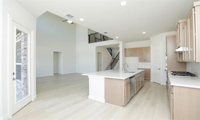 Interior, Kitchen, Recessed Lighting, Wood Texture Flooring