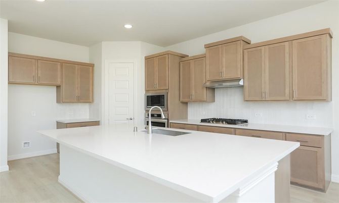 Interior, Kitchen, Recessed Lighting, Wood Texture Flooring