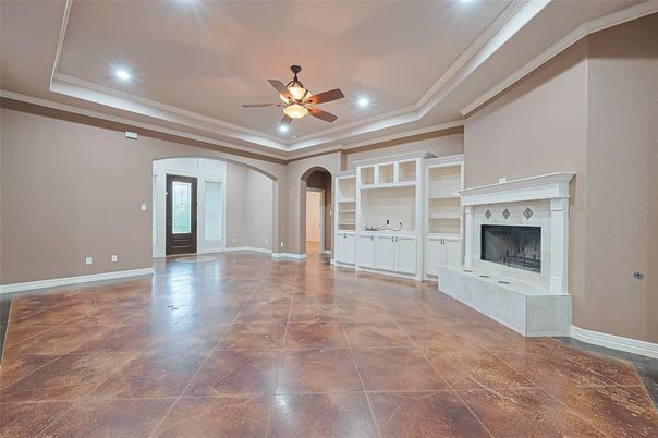 Empty room, Fireplace, Interior, Recessed Lighting