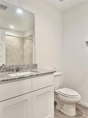Bathroom, Interior, Recessed Lighting, Wood Texture Flooring