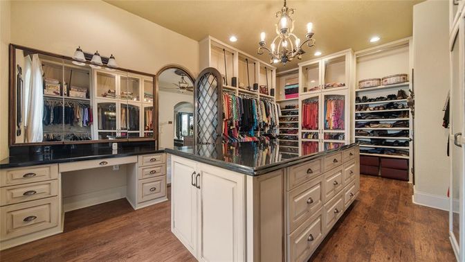 Chandelier, Interior, Recessed Lighting, Walk-in Closets, Wood Texture Flooring
