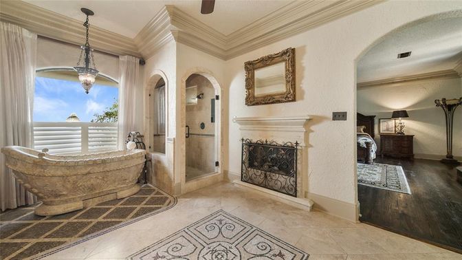 Fireplace, Interior, Pendant Lights, Wood Texture Flooring