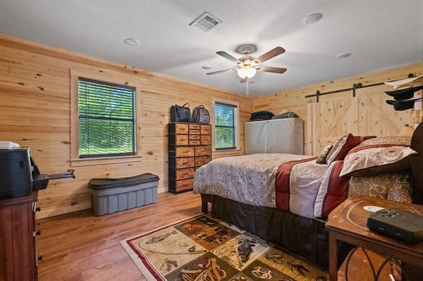 Bedroom, Interior, Wood Texture Flooring, Wooden Walls