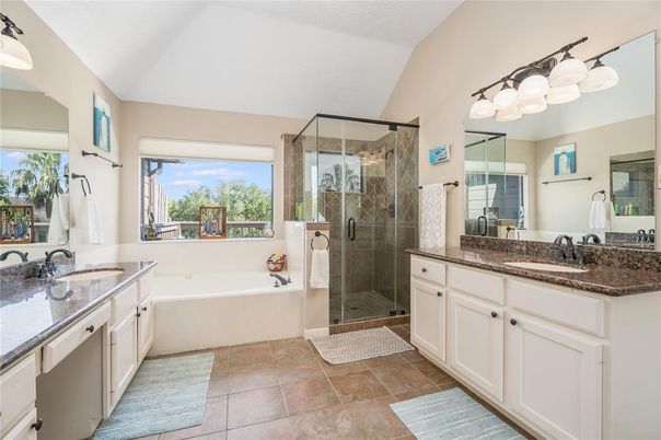 Bathroom, Dual Sink Vanities, Glass Shower, Interior