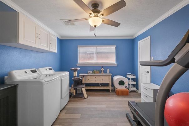 Interior, Washer, Wood Texture Flooring