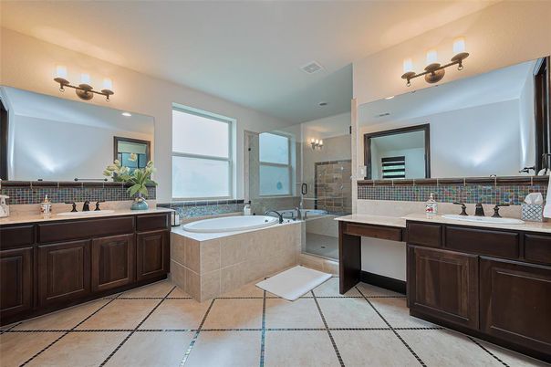 Bathroom, Dual Sink Vanities, Glass Shower, Interior