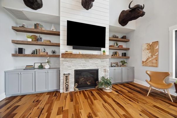 Fireplace, Interior, Wood Texture Flooring