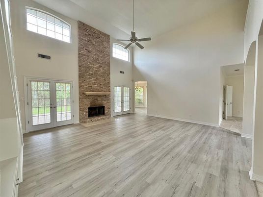 Empty room, Fireplace, Interior, Wood Texture Flooring