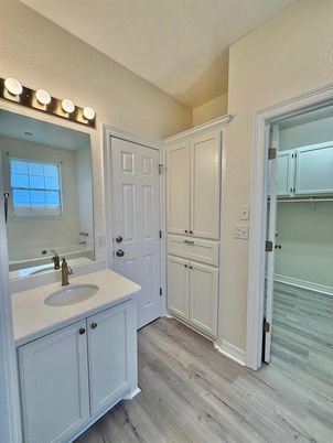 Bathroom, Dual Sink Vanities, Interior, Wood Texture Flooring