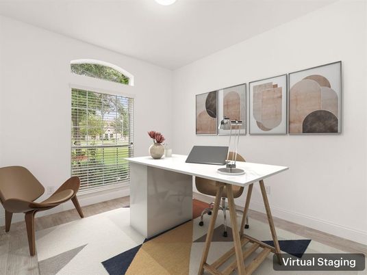 Home Office, Interior, Recessed Lighting, Wood Texture Flooring