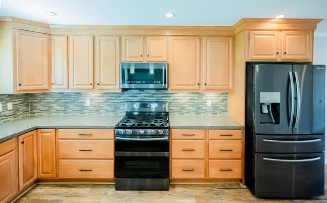 Interior, Kitchen, Recessed Lighting, Wood Texture Flooring