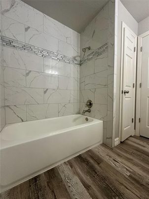 Bathroom, Interior, Marble Walls, Wood Texture Flooring