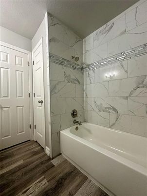 Bathroom, Interior, Marble Walls, Wood Texture Flooring