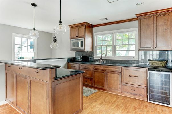 Interior, Kitchen, Pendant Lights, Recessed Lighting, Wood Texture Flooring