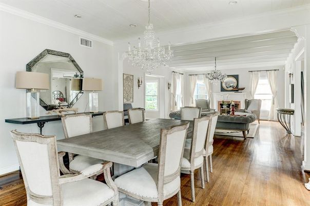Chandelier, Dining room, Fireplace, Interior, Living room, Wood Texture Flooring
