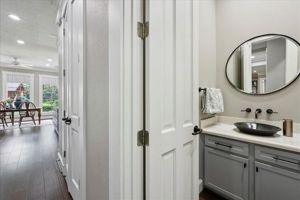 Bathroom, Dining room, Interior, Recessed Lighting, Wood Texture Flooring