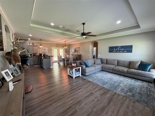 Dining room, Interior, Kitchen, Living room, Pendant Lights, Recessed Lighting, Wood Texture Flooring