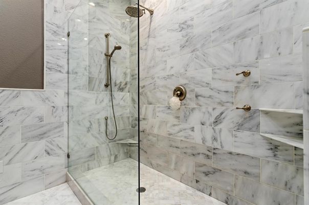 Bathroom, Glass Shower, Interior, Marble Walls