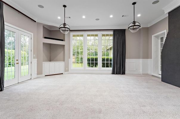 Empty room, Interior, Pendant Lights, Recessed Lighting