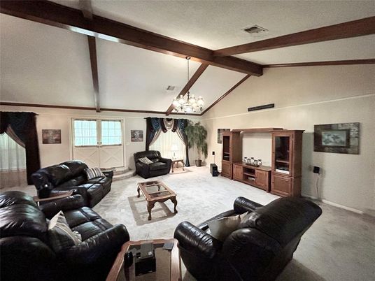 Chandelier, Interior, Living room, Wooden Beams