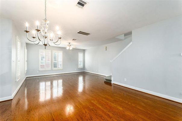 Chandelier, Empty room, Interior, Wood Texture Flooring