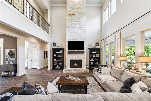 Fireplace, Interior, Living room, Stone Walls, Wood Texture Flooring