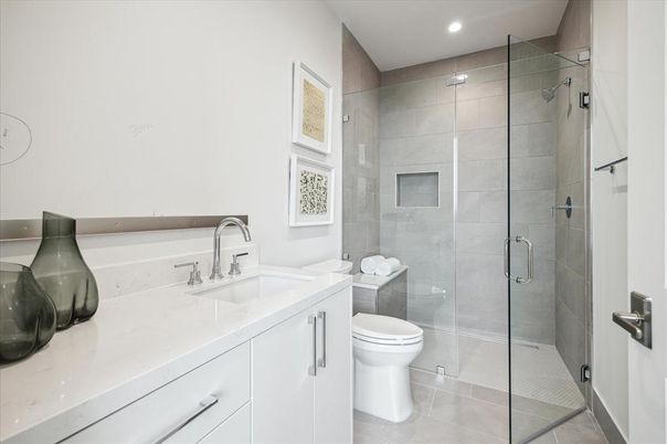 Bathroom, Glass Shower, Interior, Recessed Lighting