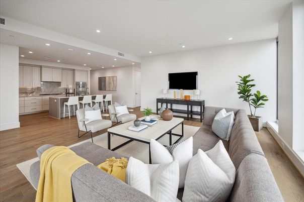 Interior, Kitchen, Living room, Recessed Lighting, Wood Texture Flooring