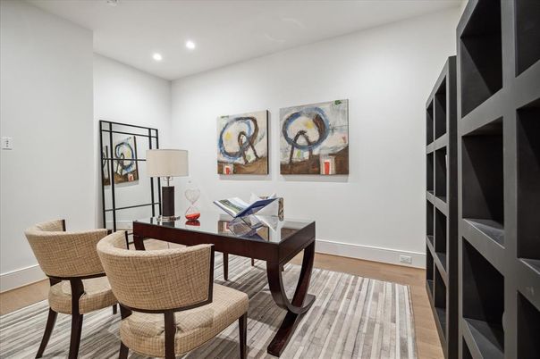 Home Office, Interior, Recessed Lighting, Wood Texture Flooring