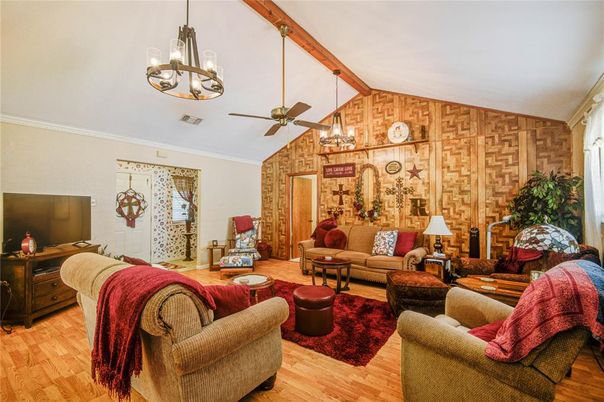 Interior, Living room, Pendant Lights, Wood Texture Flooring