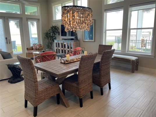 Dining room, Interior, Living room, Pendant Lights, Wood Texture Flooring