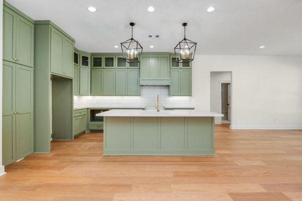 Interior, Kitchen, Pendant Lights, Recessed Lighting, Wood Texture Flooring