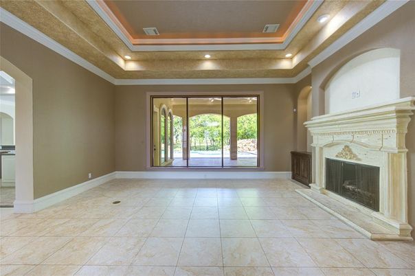 Empty room, Fireplace, Interior, Recessed Lighting