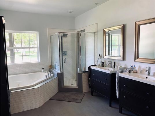 Bathroom, Dual Sink Vanities, Glass Shower, Interior, Recessed Lighting