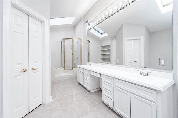 Bathroom, Dual Sink Vanities, Glass Shower, Interior