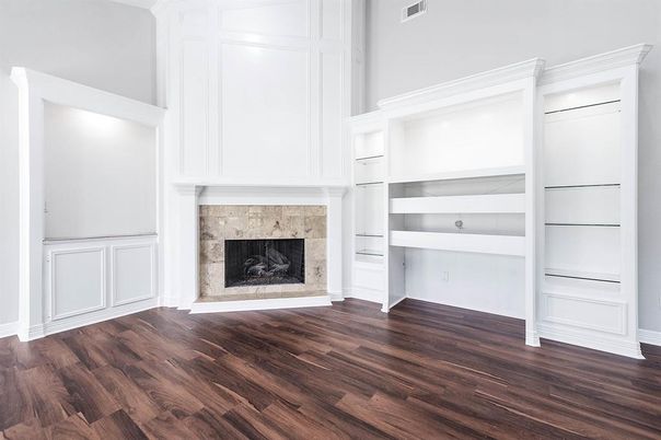 Empty room, Fireplace, Interior, Wood Texture Flooring