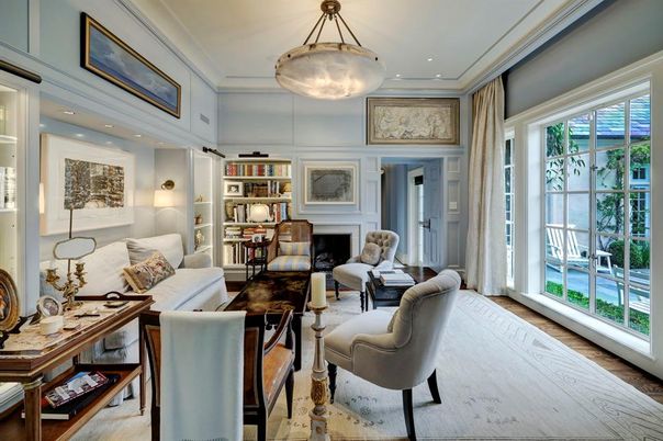 Fireplace, Interior, Living room, Pendant Lights, Recessed Lighting, Wood Texture Flooring