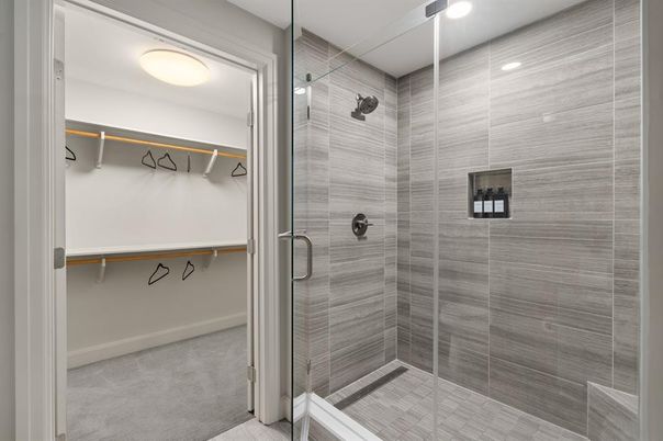 Bathroom, Glass Shower, Interior, Recessed Lighting