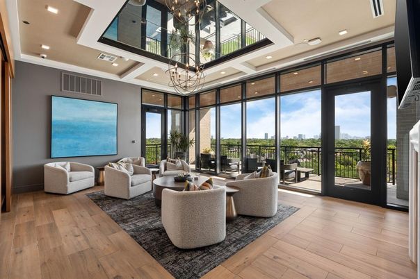 Interior, Living room, Pendant Lights, Recessed Lighting, Wood Texture Flooring